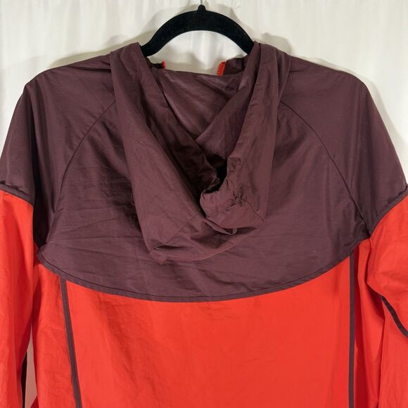 Nike Windbreaker Jacket Women's Medium Orange Two Ton Full Zip Hooded - Picture 12 of 13